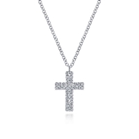 A diamond cross with 0.17 carats of diamonds in 14k white gold.