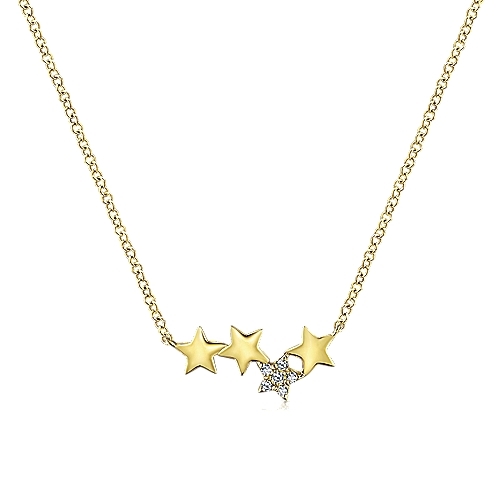 Yellow Gold Dainty Diamond Star Necklace – Meira T Boutique