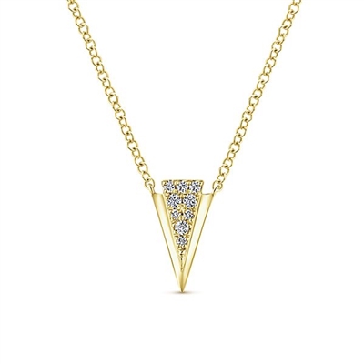 14k yellow gold and diamonds form this necklace.