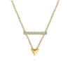 A 14k yellow gold triangle and a diamond bar mix well together n this fashion necklace.
