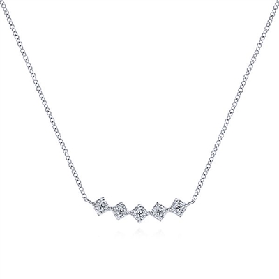 Nearly one quarter carats of diamonds coalesce in this 14k white gold diamond necklace.
