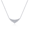 This 14k white gold diamond bar necklace features nearly one half carats of diamonds.