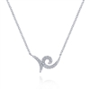 Diamond swirls feature 0.10 carats of diamonds in this 14k white gold necklace.