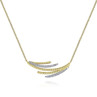 This 14k yellow gold diamond necklace features diamond accents.