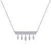This 14k white gold diamond bar drop necklace with nearly one half carats of diamonds.