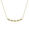 A 14k yellow gold diamond necklace features knots of diamonds.