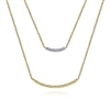 A diamond bar necklace with a layered twisted 14k yellow rope underneath.