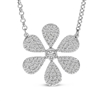 A beautiful diamond pave flower necklace featuring nearly one half carats of round brilliant diamond shine.