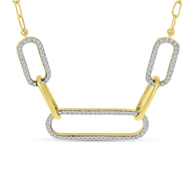 This elegant 14k yellow gold paperclip necklace features 0.31 carats of round brilliant diamonds.
