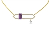 This fashion necklace makes a statement in 14k yellow gold with a diamond drop and purple amethyst.