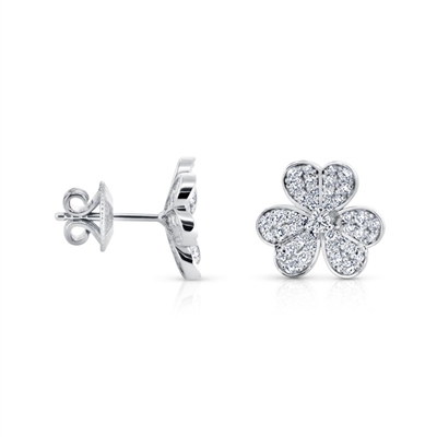 This 14k white gold diamond flower earring features 0.81 carats of diamonds.