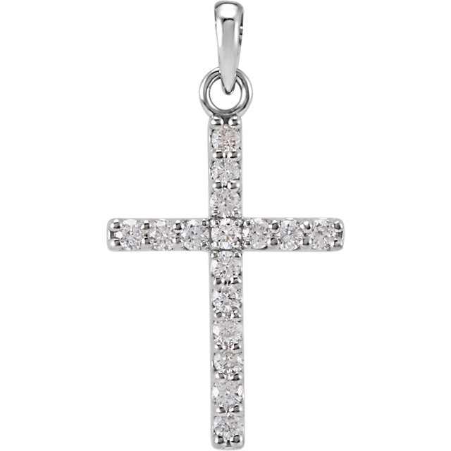 Diamond Cross Necklace in 14k White Gold with 6 Diamonds weighing .28ct tw.  — K & Co. Family Jewelers