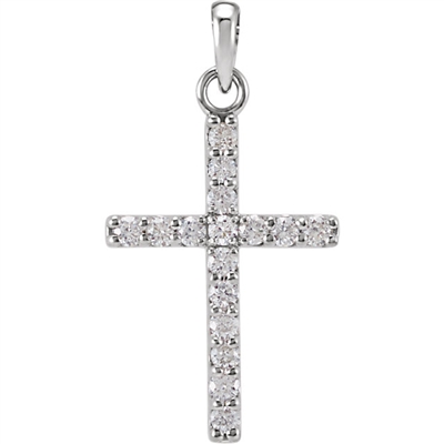 A beautifully simple quarter carat diamond cross necklace with a sturdy, 14k white gold link chain.