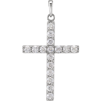A beautifully simple 1 carat diamond cross necklace with a sturdy, 14k white gold link chain.