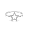This cosmic 14k white gold diamond star ring features nearly one quarter carats of round brilliant diamonds.