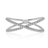 This 14k white gold diamond x ring showcases round brilliant diamond accents.