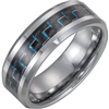 This tungsten and carbon fiber inlay band is 8 mm wide.