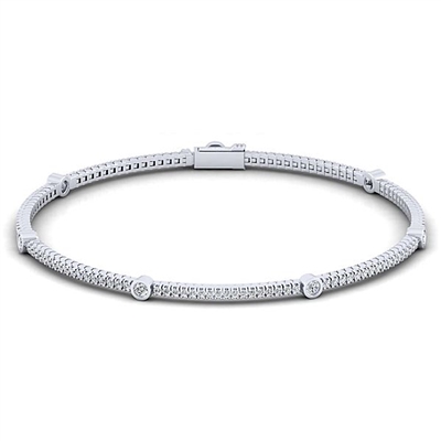 Over one and a quarter carats of round diamonds line up in this 14k white gold diamond tennis bracelet.