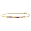 This standout multicolored bracelet in 14k yellow gold features sapphires in a rainbow of colors.