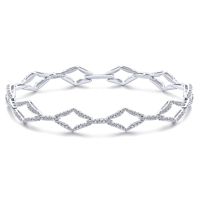 This graceful 14k white gold diamond tennis bracelet features 1.5 carats of diamond brilliance in a stylish white gold diamond tennis bracelet setting.