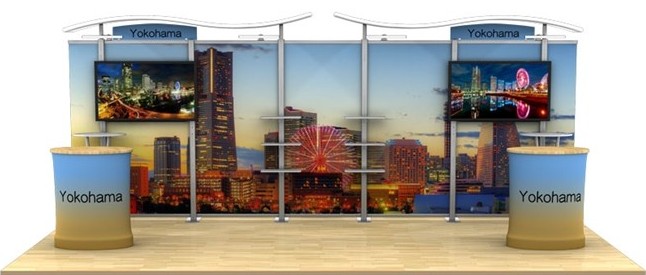 20' Hybrid Double Monitor Display w/ Straight Fabric Sides
