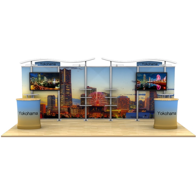 20' Hybrid Double Monitor Display w/ Straight Fabric Sides