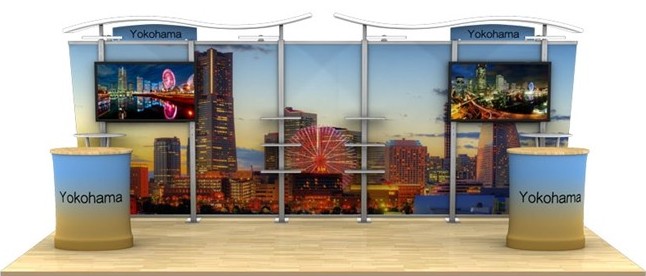 20' Hybrid Double Monitor Display w/ Tapered Fabric Sides