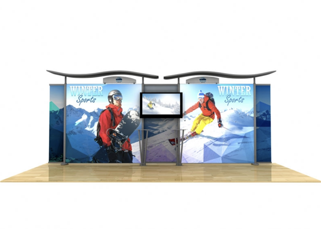 20' Hybrid Backlit Display w/ Wave Top & Straight Fabric Sides