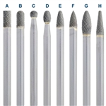 6" Long-Shank Carbide Burs, 1/4" Shank