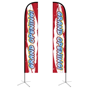 XLarge feather flag double-sided graphic