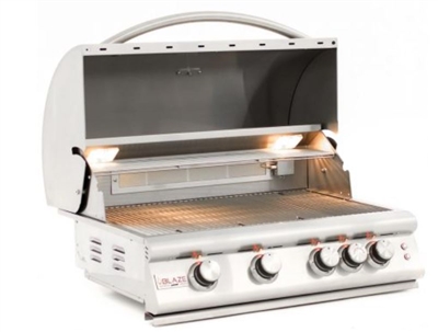 Blaze 32 Inch 4-Burner LTE Gas Grill Marine Grade with Rear Burner and Built-in Lighting System