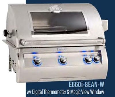 Fire Magic Echelon Diamond 30" Built-In Grill, Analog Thermometer, Infrared Burner on Left Side, Magic View Window