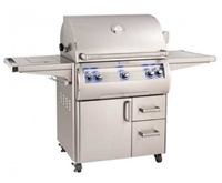 Fire Magic Echelon Diamond 30" Portable Grill, Single Side Burner, Analog Thermometer, Infrared Burner on Left Side