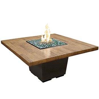 American Fyre Designs Reclaimed Wood Cosmopolitan Square Dining Firetable