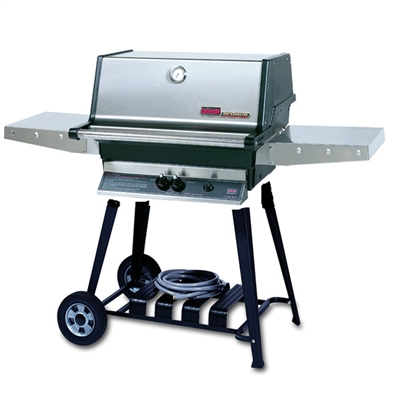 MHP TJK Natural Gas Grill With Stainless Steel Shelves, SearMagic Grids On Cart
