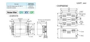 DV0P4170...SINGLE PHASE POWER SUPPLY NOISE FILTER, FOR USE WITH MINAS-BL SERIES BRUSHLESS AMPLIFIER