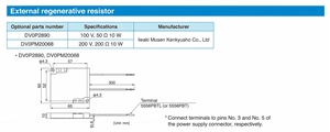 DV0PM20068...EXTERNAL REGENERATIVE RESISTOR, FOR USE WITH MINAS-BL SERIES BRUSHLESS AMPLIFIER