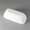 A rectangular white ceramic mold for fusing glass on a grey background. It has a raised rectangle in the center that gently slopes down to the outward edges.