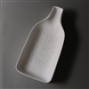 A bottle-shaped white ceramic mold for fusing glass on a grey background. The outer edges curve upwards, giving the mold a bowl-like shape. The mold has been carved with three bees arranged vertically with a crown above them and a vine around either side.