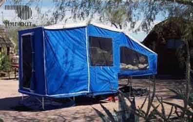 Time out trailers Deluxe camper, set up.