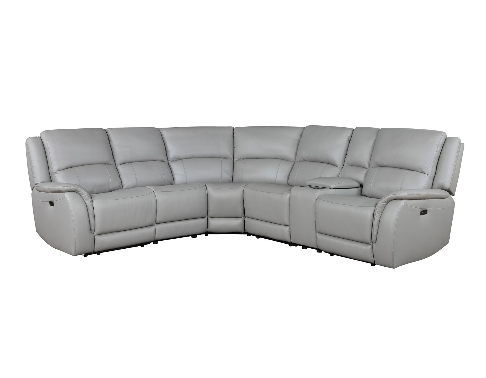 Alexandria Leather 6-Piece Power Reclining Sectional, Stone