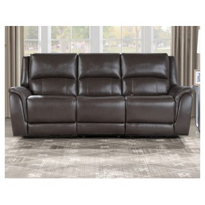 Alexandria Power Leather Reclining Sofa, Chocolate