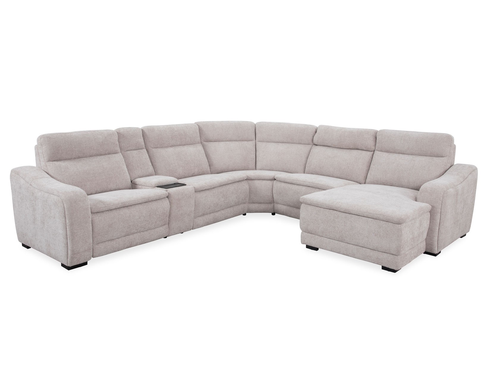 Conroe Dual-Power 7-Piece Reclining Sectional with Chaise, Cobblestone