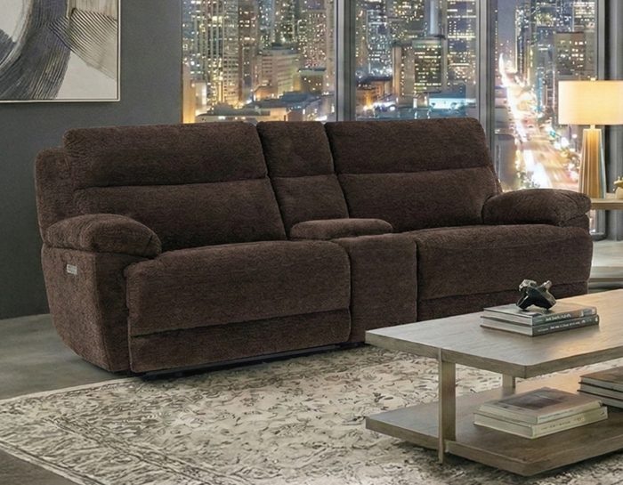 Gatlin Brown Fabric Dual-Power 3-Piece Reclining Console Loveseat