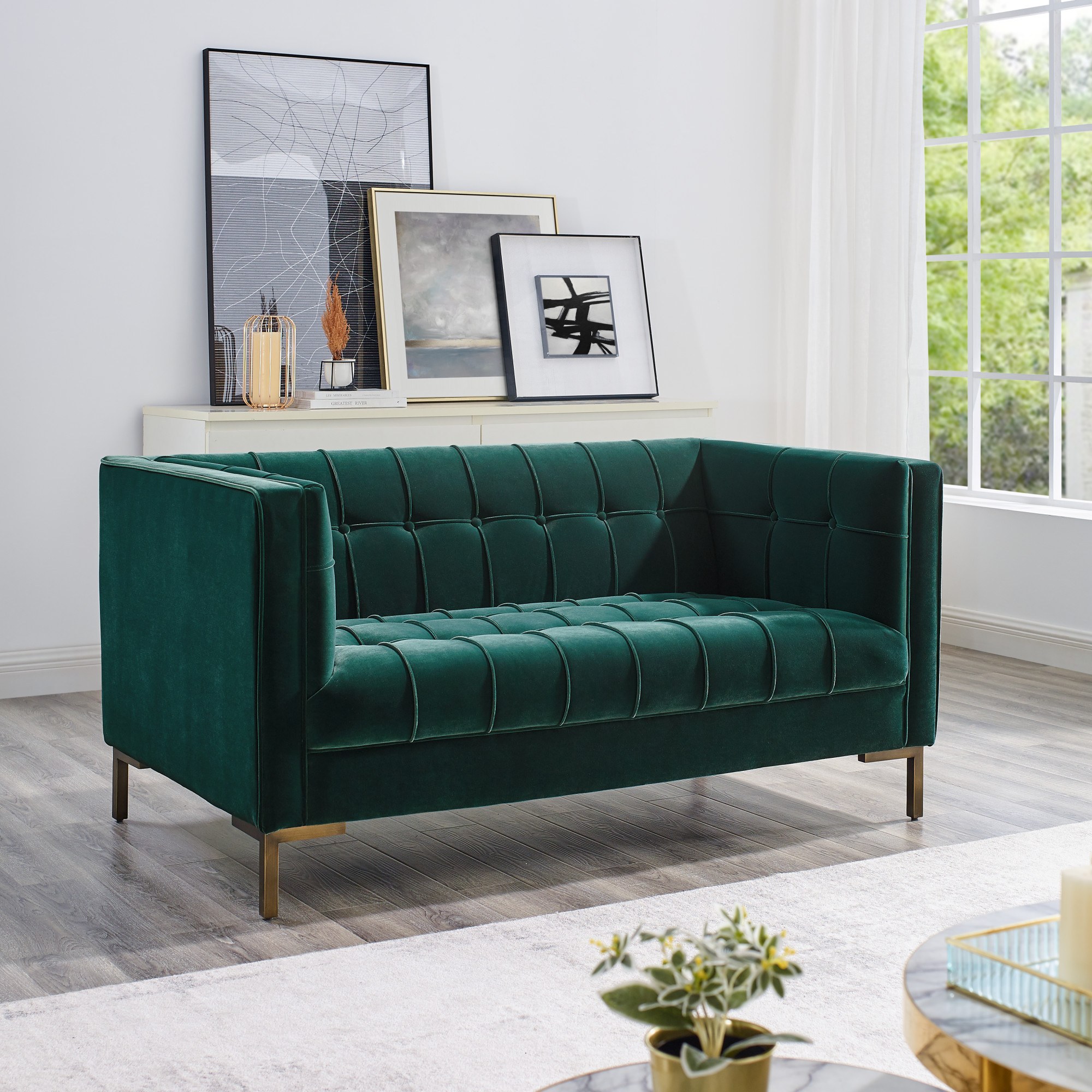 The Isaac Green Velvet Loveseat