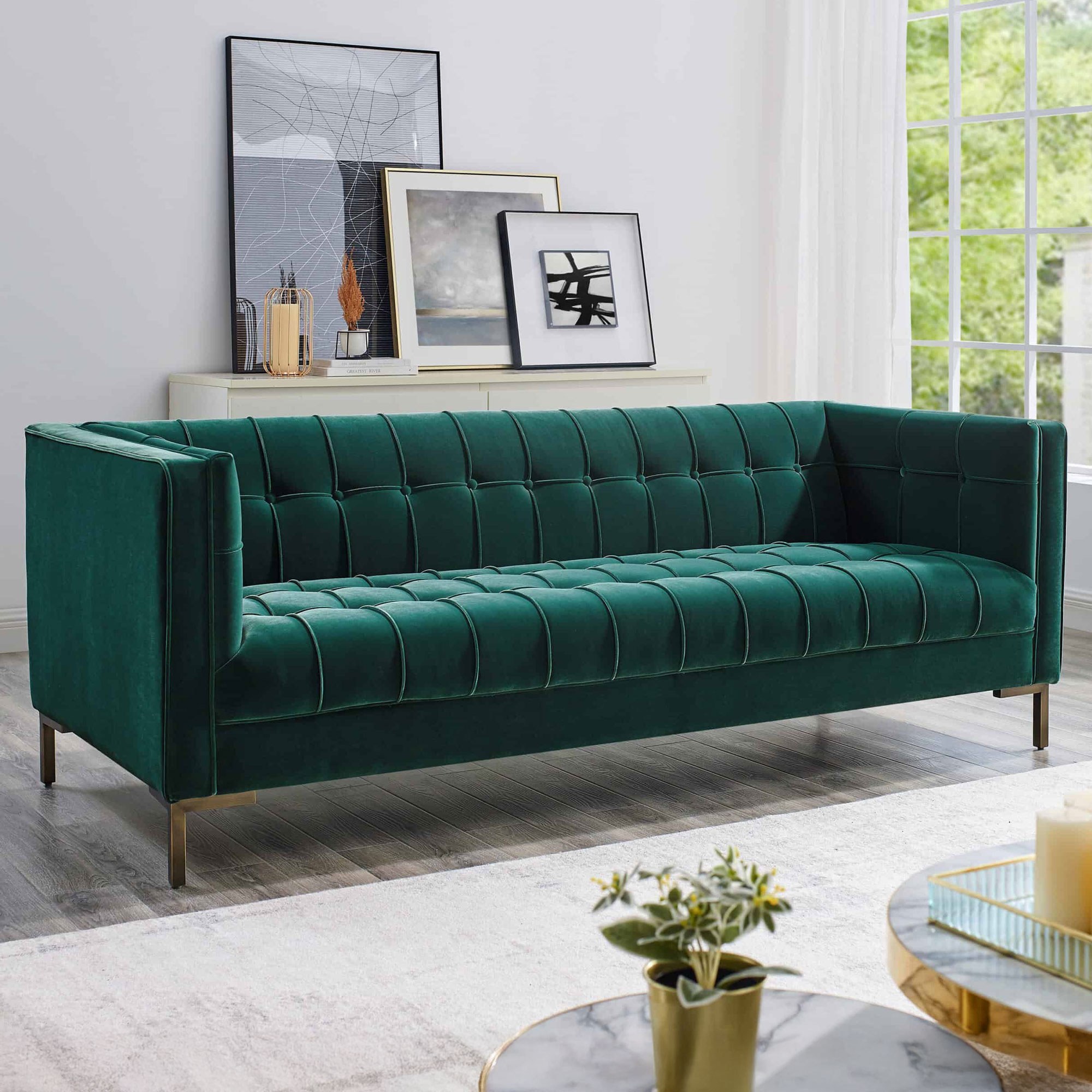 The Isaac Green Velvet Sofa
