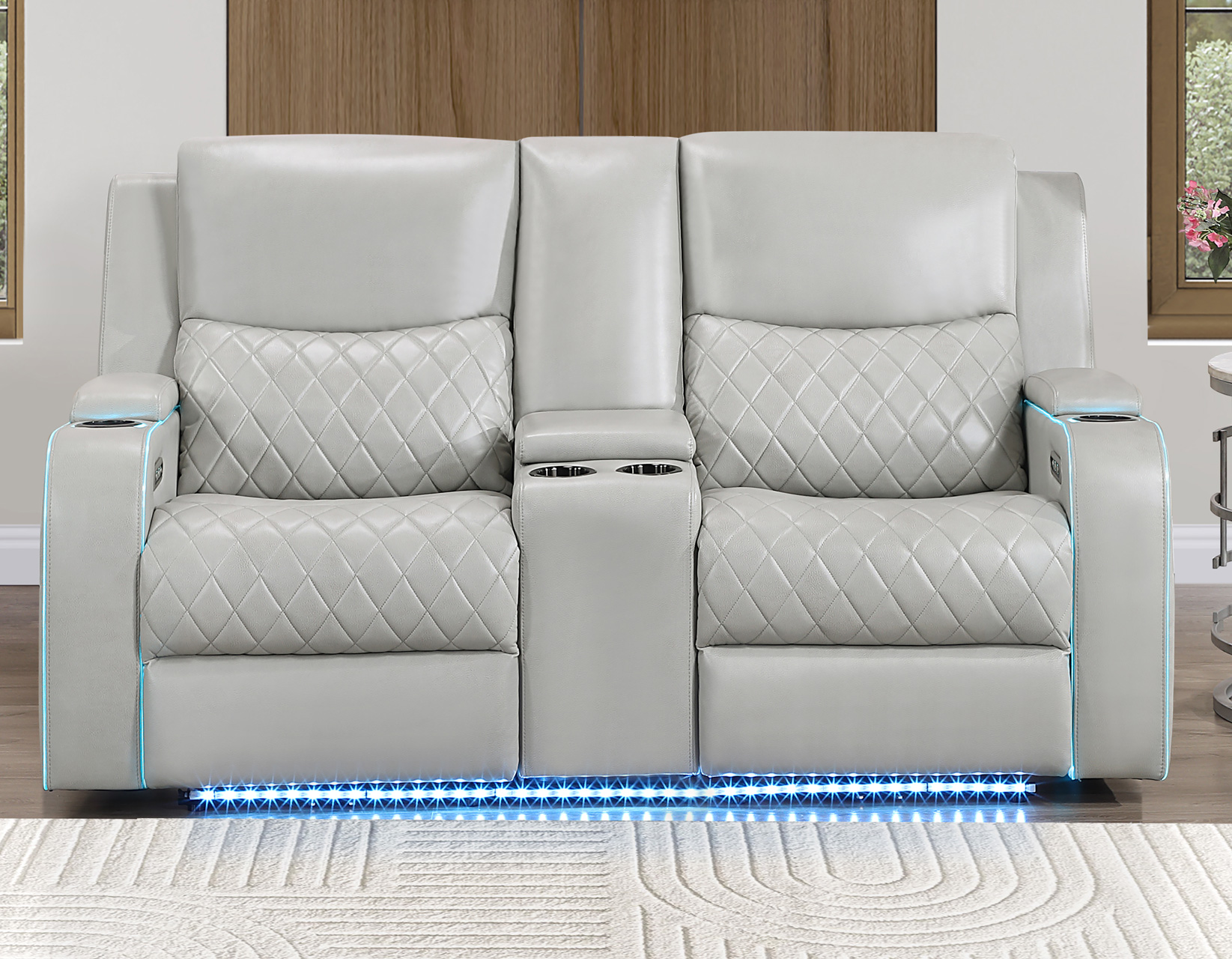 Luna Ice Power Reclining Console Loveseat