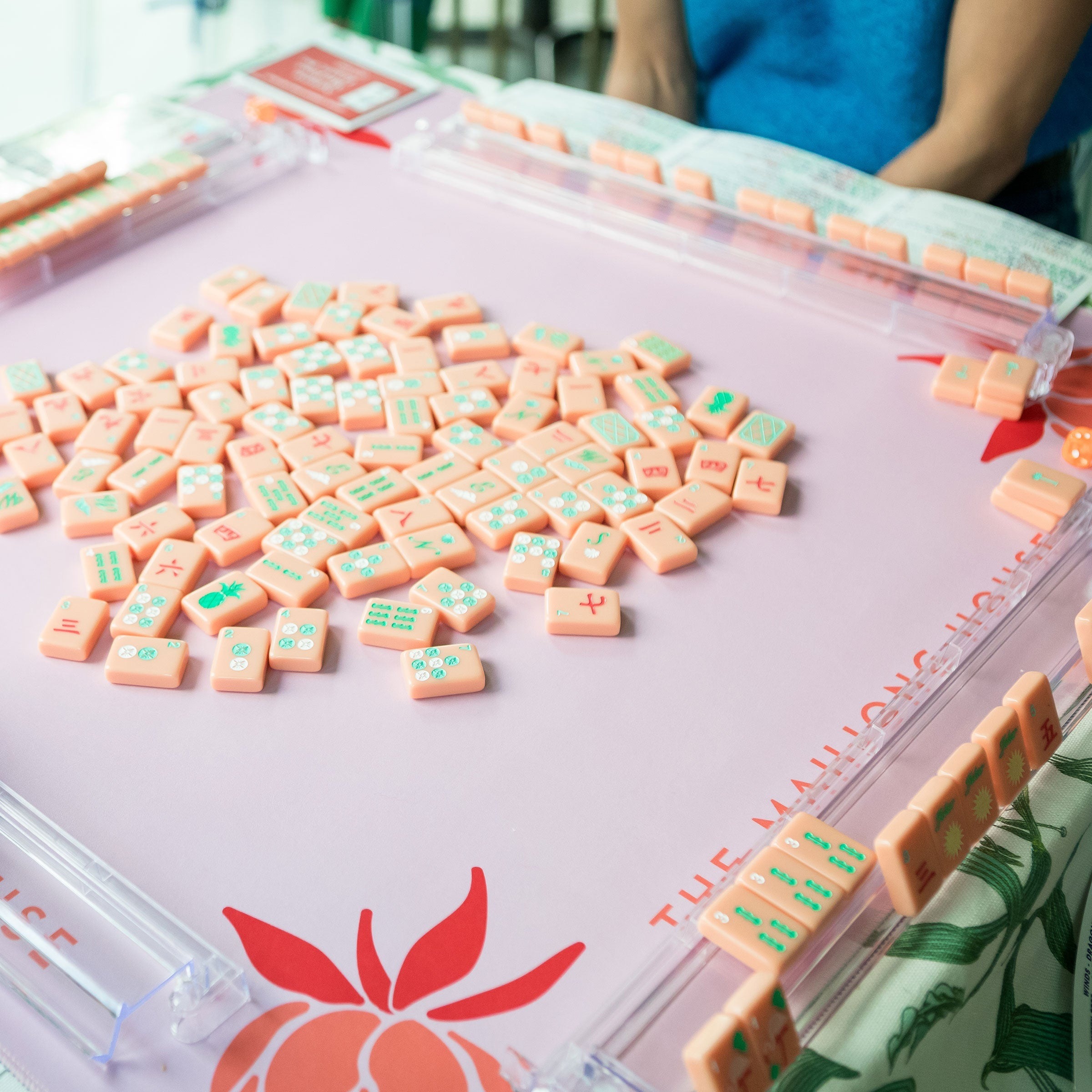 Coral Peony Mahjong Mat