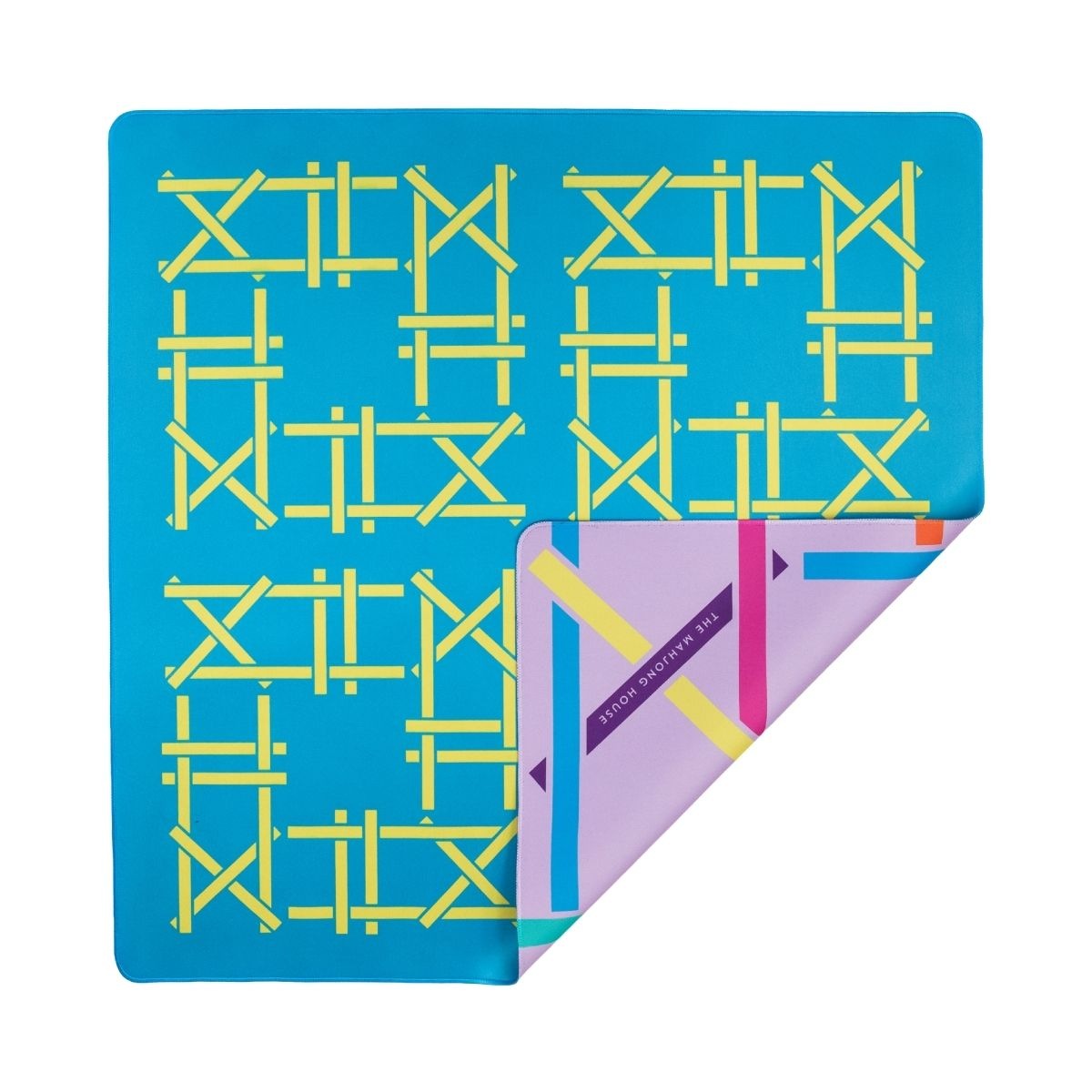 Electric Blue Trellis Double-Sided Mahjong Mat