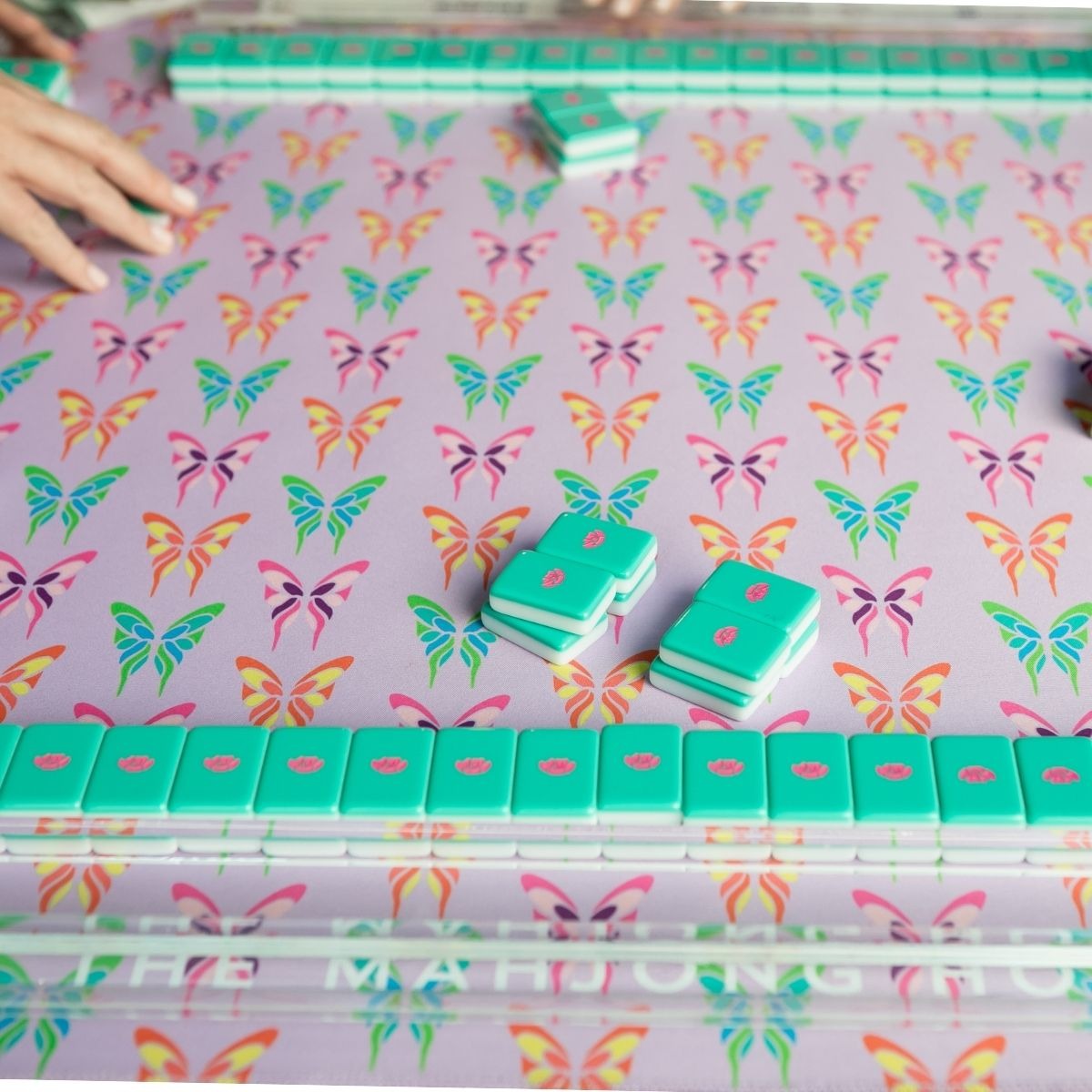 Teal Garden Double-Sided Travel Mahjong Mat